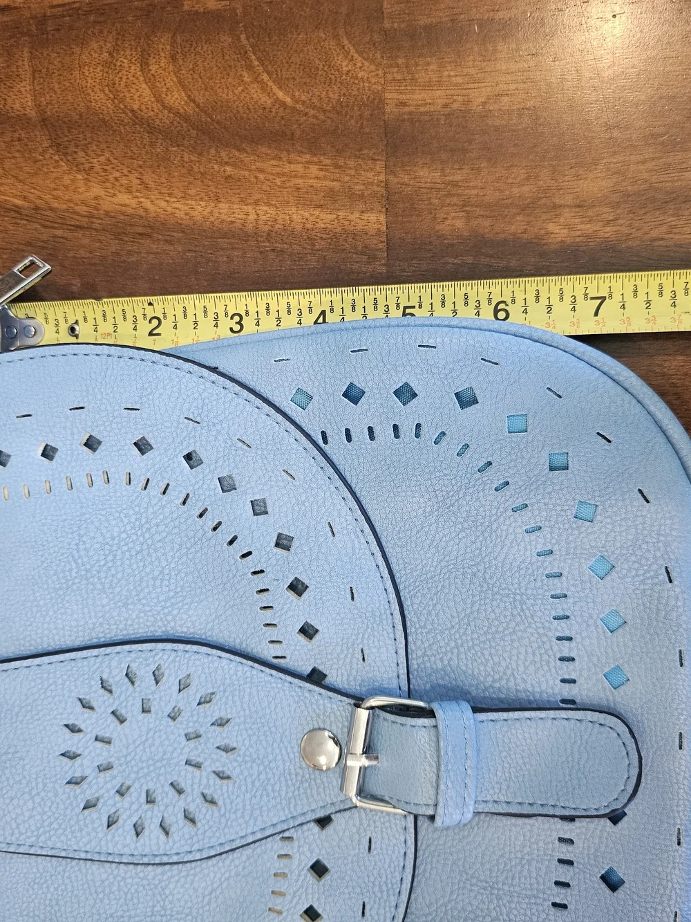 Gold Coast Light Baby Blue Perforated Crossbody Shoulder Bag
